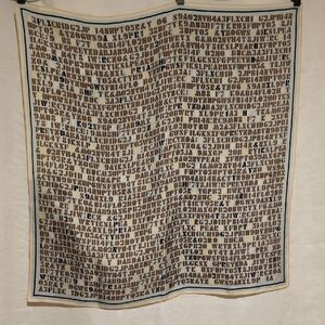 Worth Cream Scarf with Brown Text and Yellow Trim